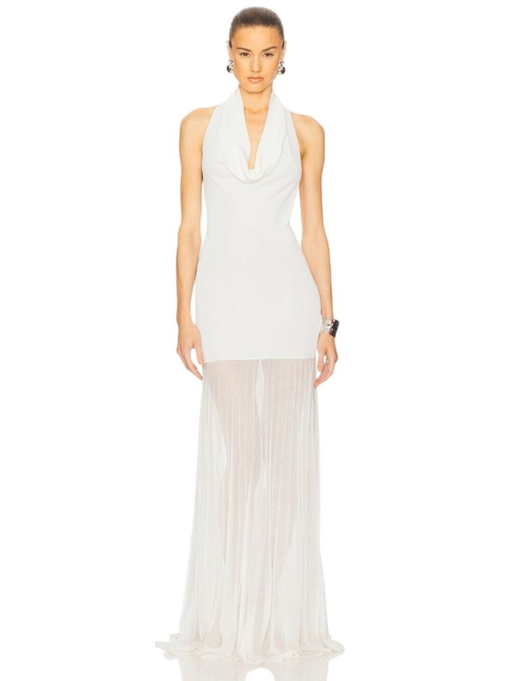 Helsa Jazzlyn Maxi Knit Dress in Ivory Medium New Womens Long Gown